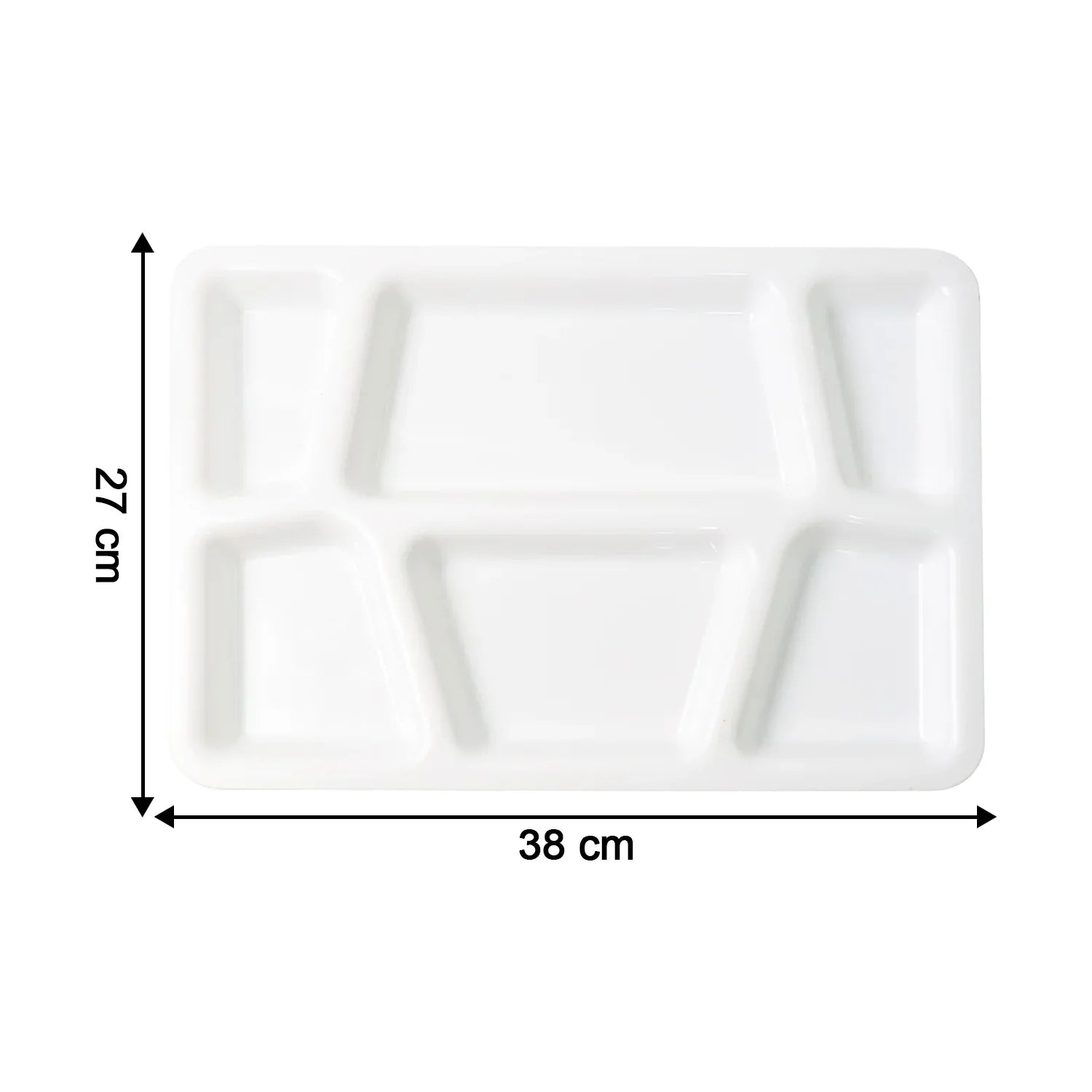 Plastic Multi-compartment Rectangular Meal Serving Tray Plate (1 Pc White) - Zidbik
