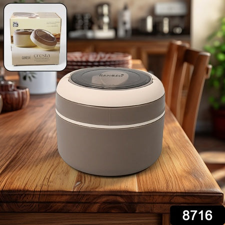 8716 Ganesh Cresta Food Insulated Airtight Leak-proof Lunch Box With Spoon For Office School Picnic (1pc) - Zidbik