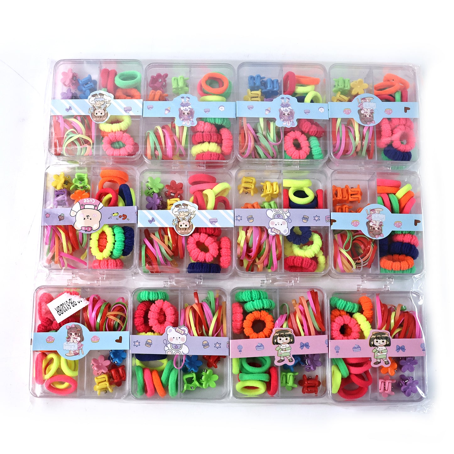 Kids Hair Bands Rubber Bands  Cute Hair Clips In Storage Box (Mix Design  1 Set) - Zidbik