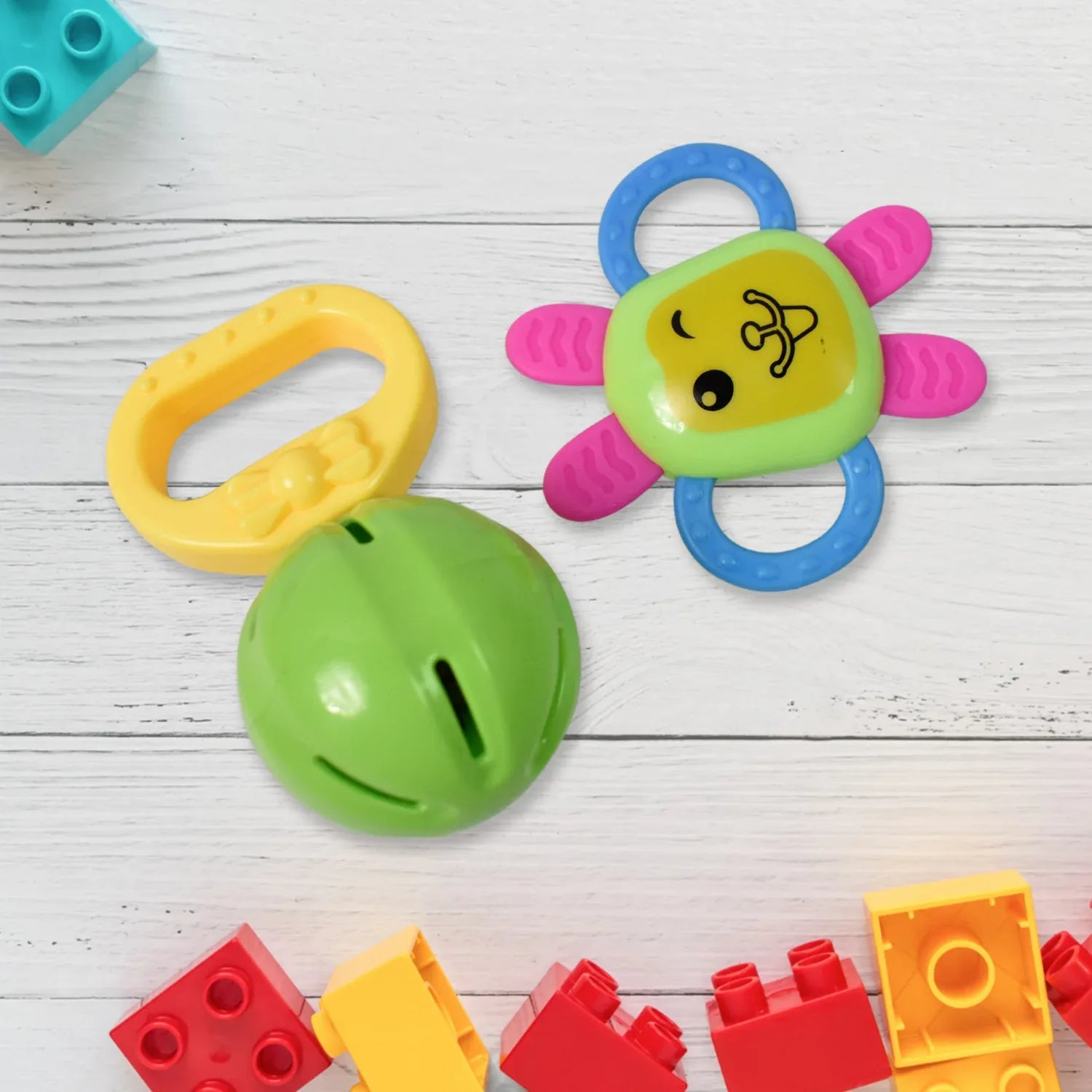 Kinder Rattles Classic Store Plastic Non-toxic Shake And Grab Ball Baby Rattles Teethers (8 Pcs Set) - Zidbik