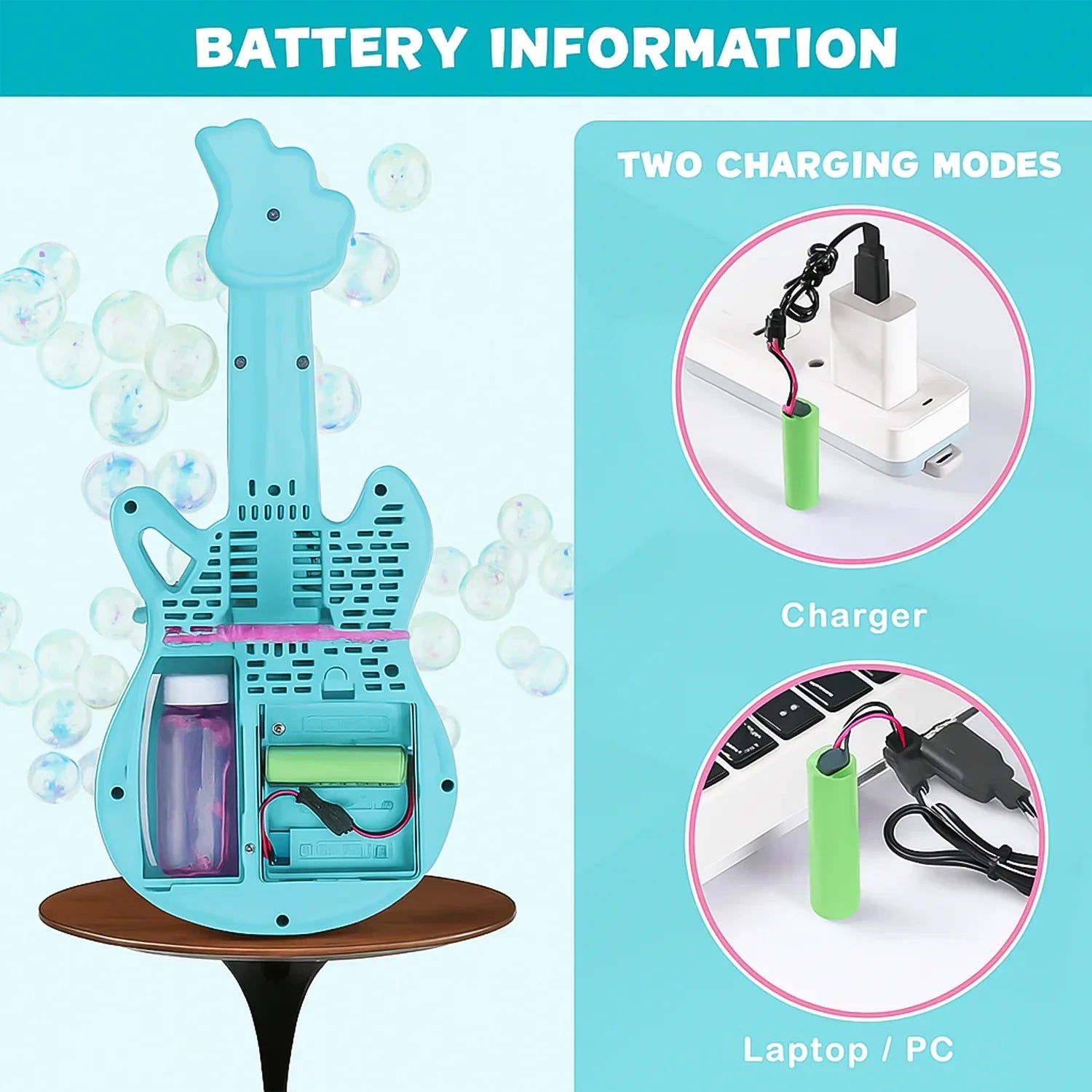 Electric Automatic Guitar-shaped Bubble Machine Set - Zidbik