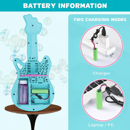 Electric Automatic Guitar-shaped Bubble Machine Set - Zidbik