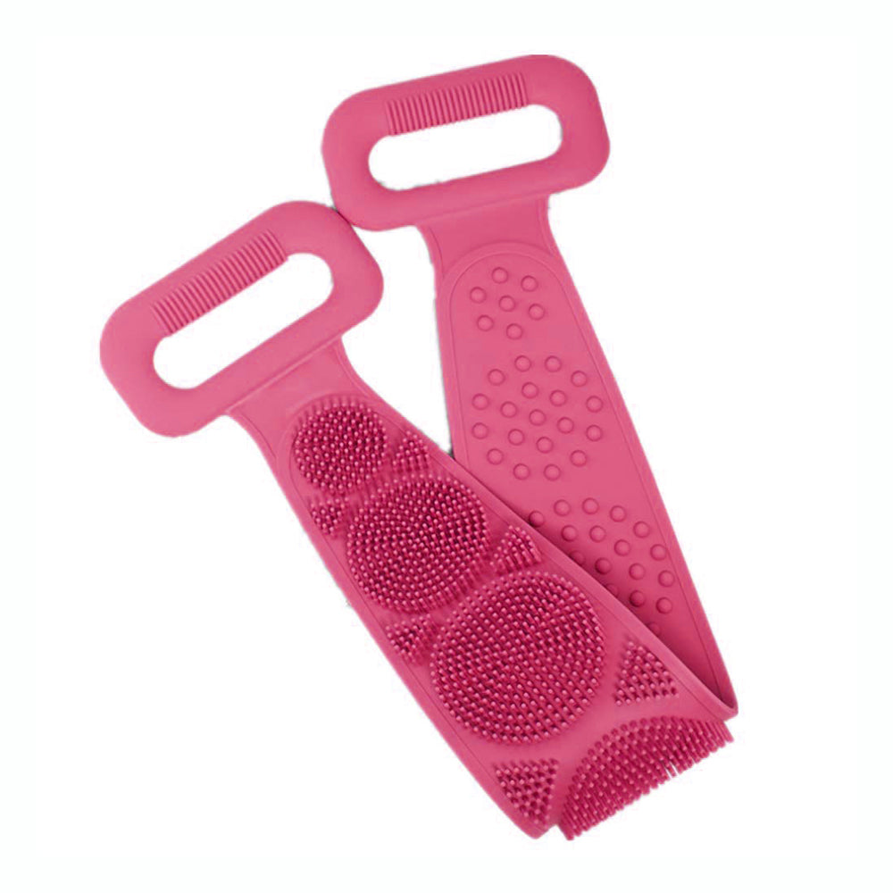 7275 Silicone Body Back Scrubber Double Side Bathing Brush For Skin Deep Cleaning - Zidbik