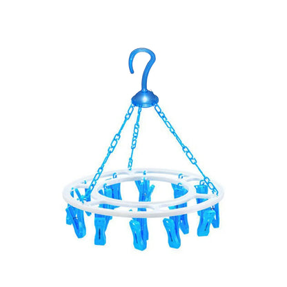 1367 Plastic Round Cloth Drying Stand Hanger With 24 Clips (Multicolour) - Zidbik