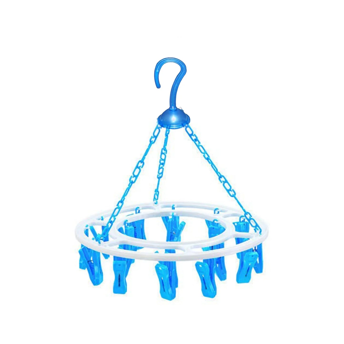 1367 Plastic Round Cloth Drying Stand Hanger With 24 Clips (Multicolour) - Zidbik