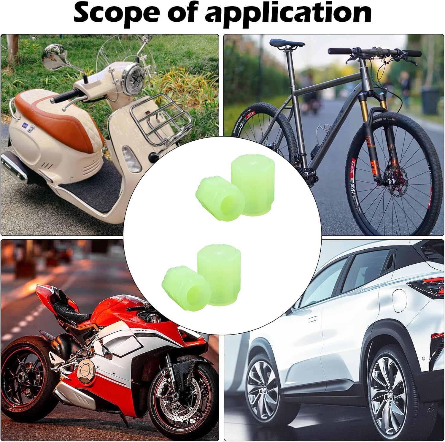 Tyre Valve Caps Luminous Glow Car Tire Valve Cap Covers Vaal Cap (4 Pcs Set) - Zidbik