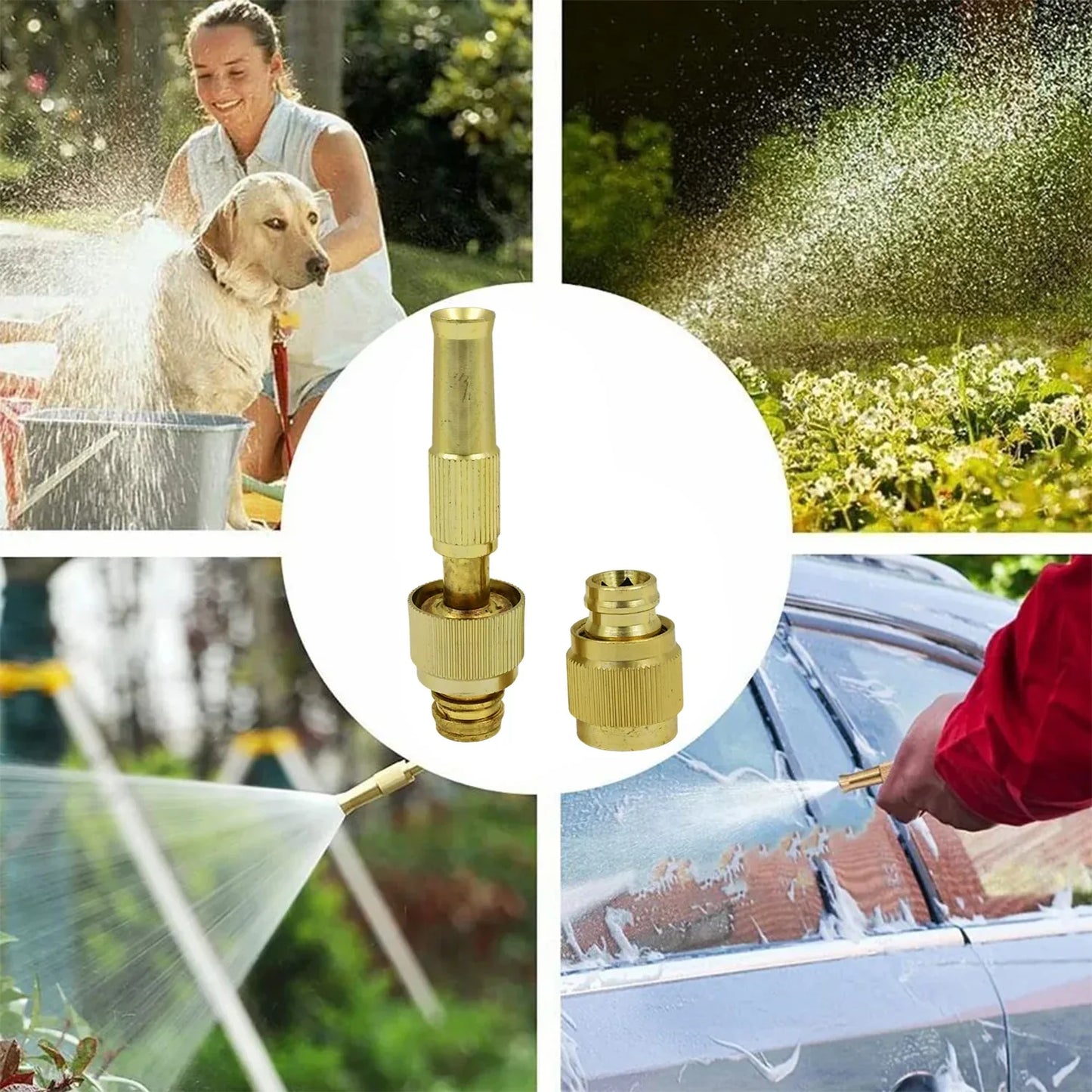 7588 Water Spray Nozzle For Water Pipe Booster Nozzle For Car Wash Nozzle With High Pressure Water Adjustable Brass Nozzle Water Spray Gun For Gardening Watering Tools - Zidbik
