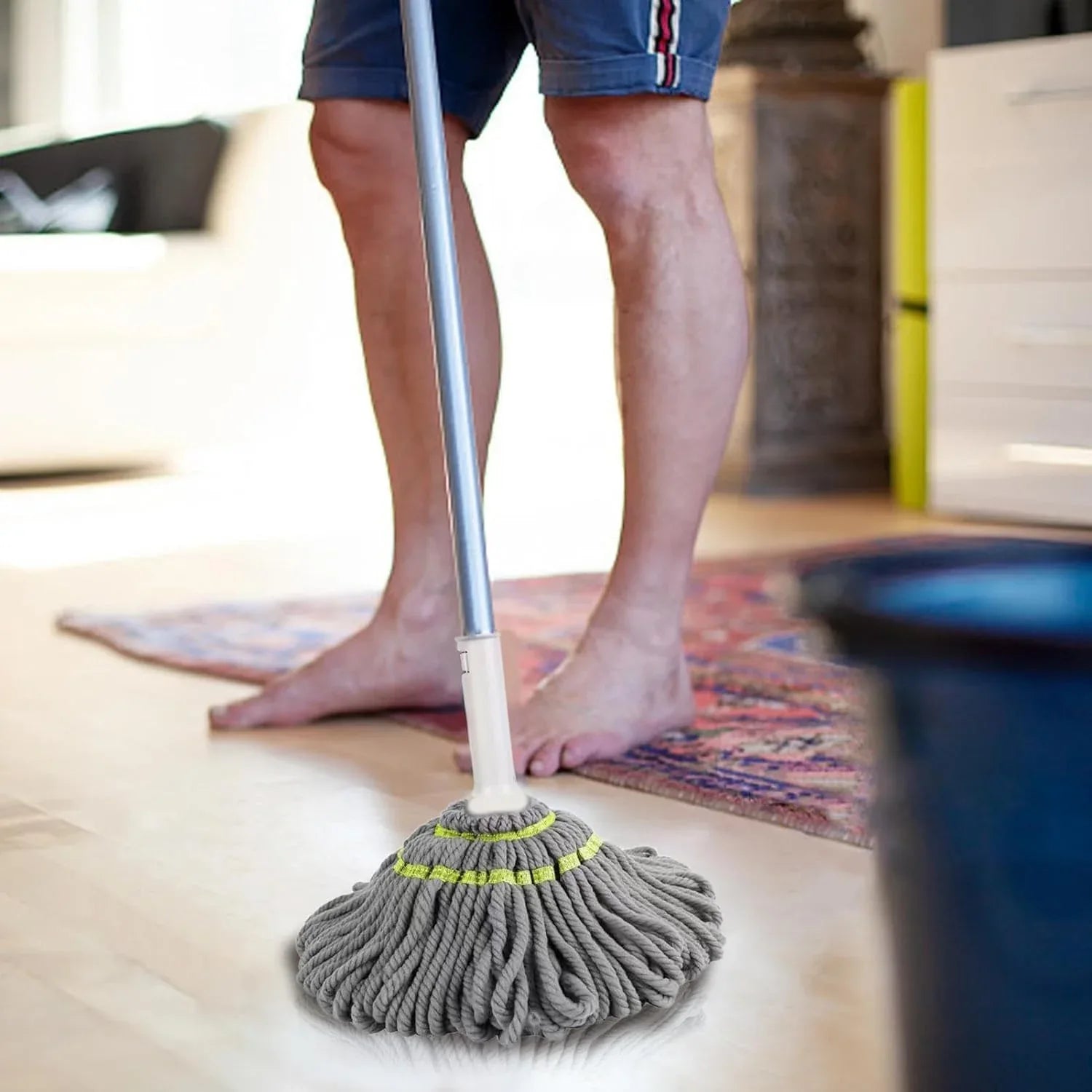 Squeeze Twist Mop Self Wringing Mop Stainless Steel Handle (1 Pc) - Zidbik