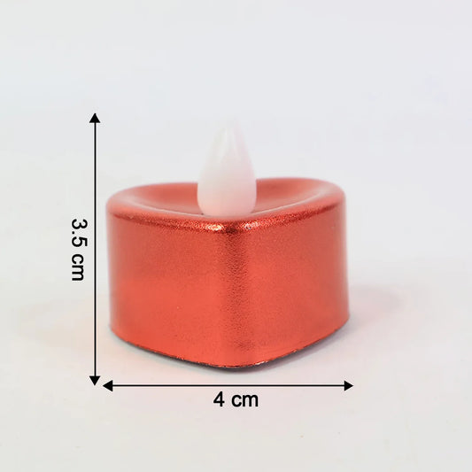 Heart Shaped Led Tea Light Candles (Mix Color 12 Pc) - Zidbik
