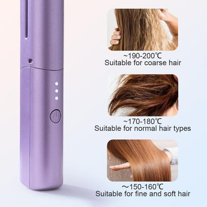 Meneflix Portable Mini Hair Straightener Cordless Rechargeable Mini Adjustable Hair Straightener Hot Comb - Zidbik