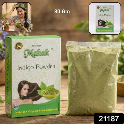 Natural Indigo Powder For Traditional Hair Care 80 Gm - Zidbik