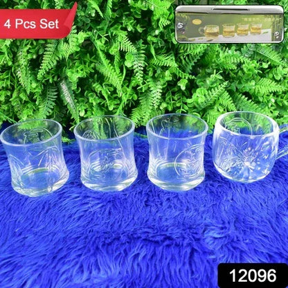 Glass 3 Pc Tumbler 1 Pc Cup Set (4 Pcs Set) - Zidbik