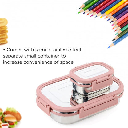 Premium Stainless Steel Leak Proof Air Tight Lunch Boxes (900ml+200ml Approx  2 Pc Set) - Zidbik