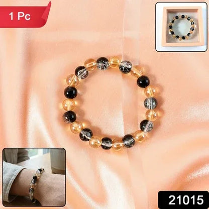 Elegant Dual-tone Crystal Beaded Stretch Bracelet (1 Pc) - Zidbik