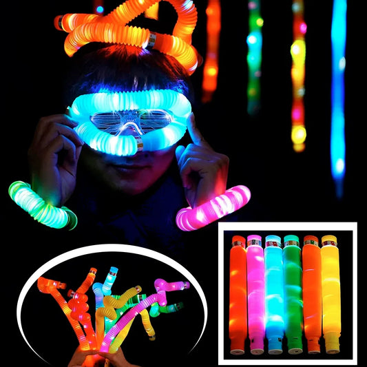 8055 Mini Pop Tubes Colourful Tubes Sensory Toys Stretch Pipe Toy Fidget Tube Toys Pull Tubes Fidget Toys Sensory Stretch Tubes Fun Tubes For Autism Children Kids Adult Reduce Anxiety (Pack Of 12) - Zidbik