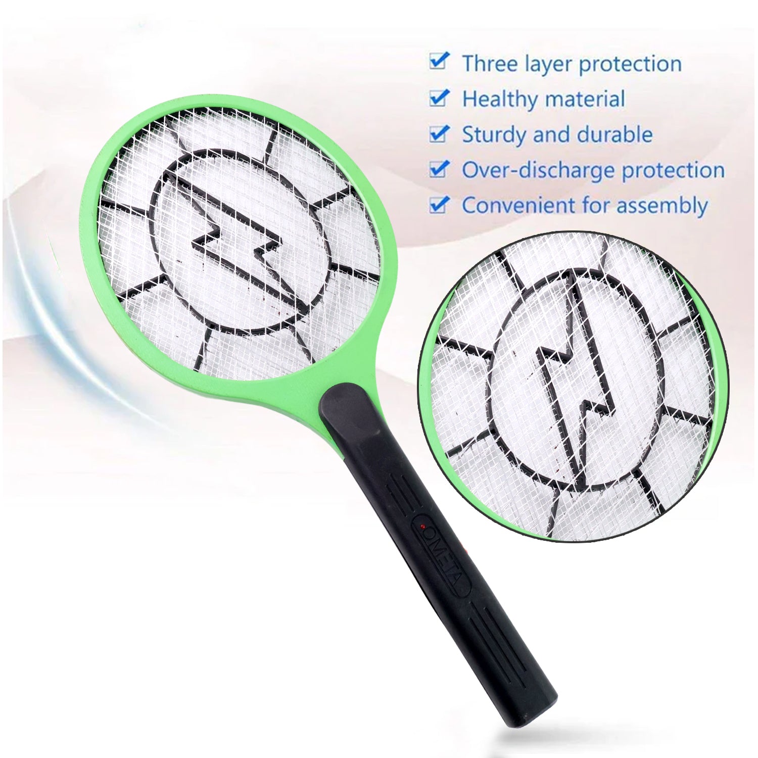 Green Rechargeable Electric Mosquito Killer Racket With Cable - Zidbik