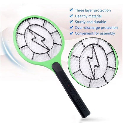 Green Rechargeable Electric Mosquito Killer Racket With Cable - Zidbik