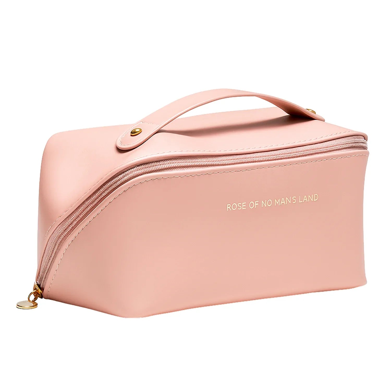 Premium Peach Travel Makeup Toiletry Organizer Pouch With Zipper Handle (1 Pc) - Zidbik