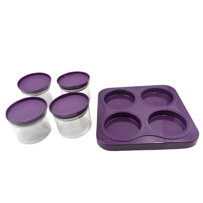 5550 Airtight Plastic 4 Pc Storage Container Set With Tray Dry Fruit Plastic Storage Container Tray Set With Lid  Serving Tray For Kitchen - Zidbik