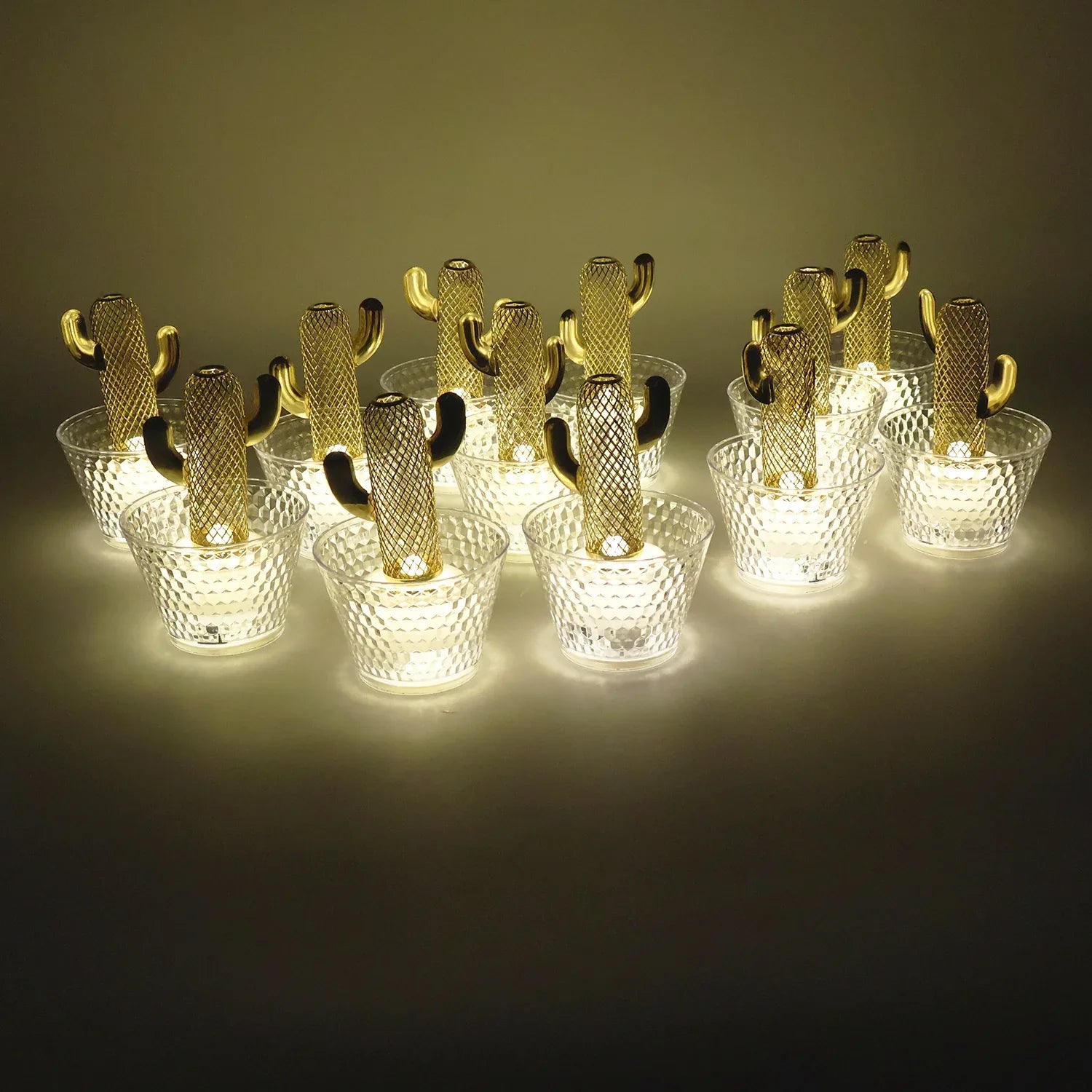 Decorative Cactus Shape Led Tealight Candles (12 Pc) - Zidbik