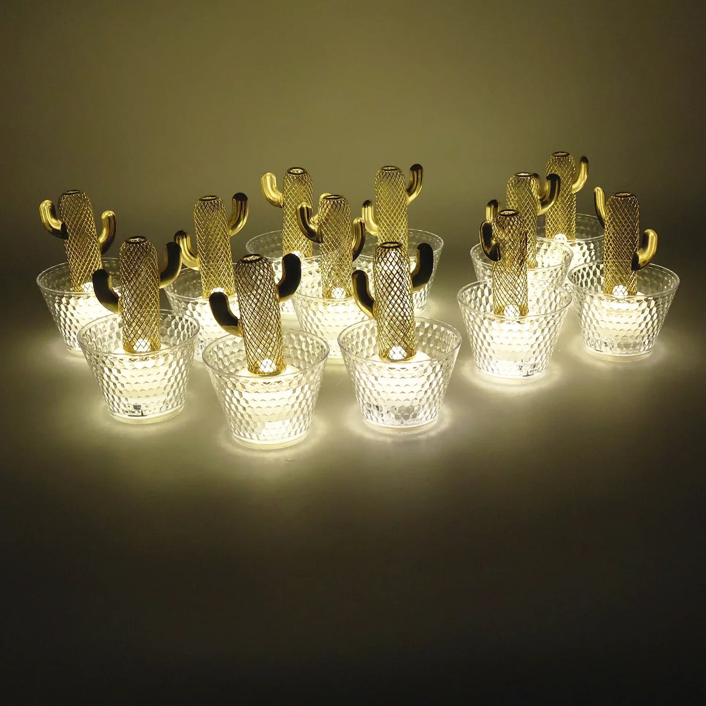 Decorative Cactus Shape Led Tealight Candles (12 Pc) - Zidbik