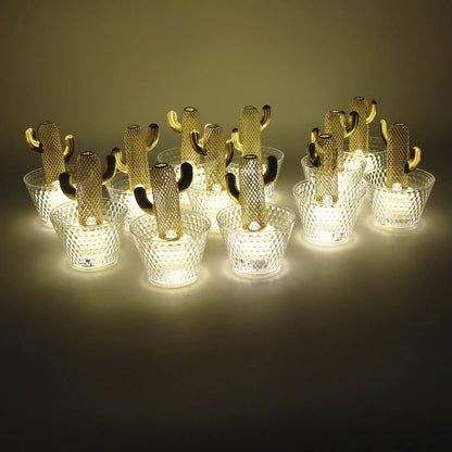 Decorative Cactus Shape Led Tealight Candles (12 Pc) - Zidbik