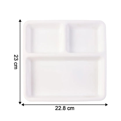Plastic 3-compartment Plate For Meal Serving - Zidbik