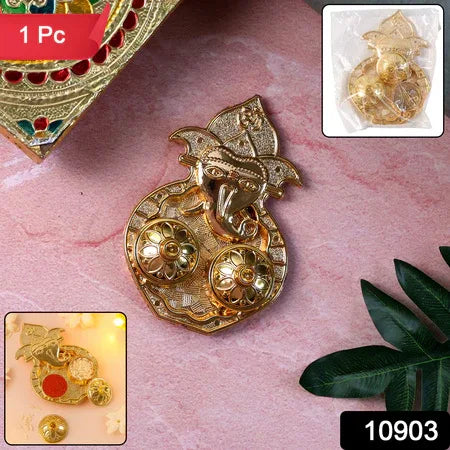 Traditional Golden Lord Ganesha Kumkum Dish (1 Pc) - Zidbik
