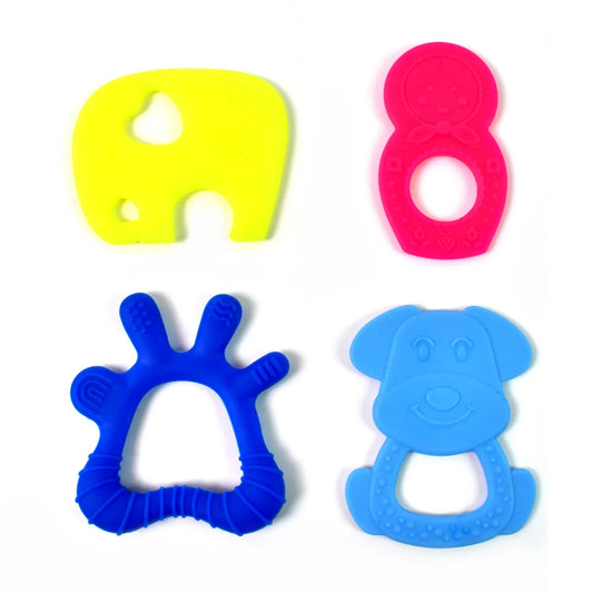 Silicone Baby Teether Pack Of 1 (Mix Design Color) - Zidbik