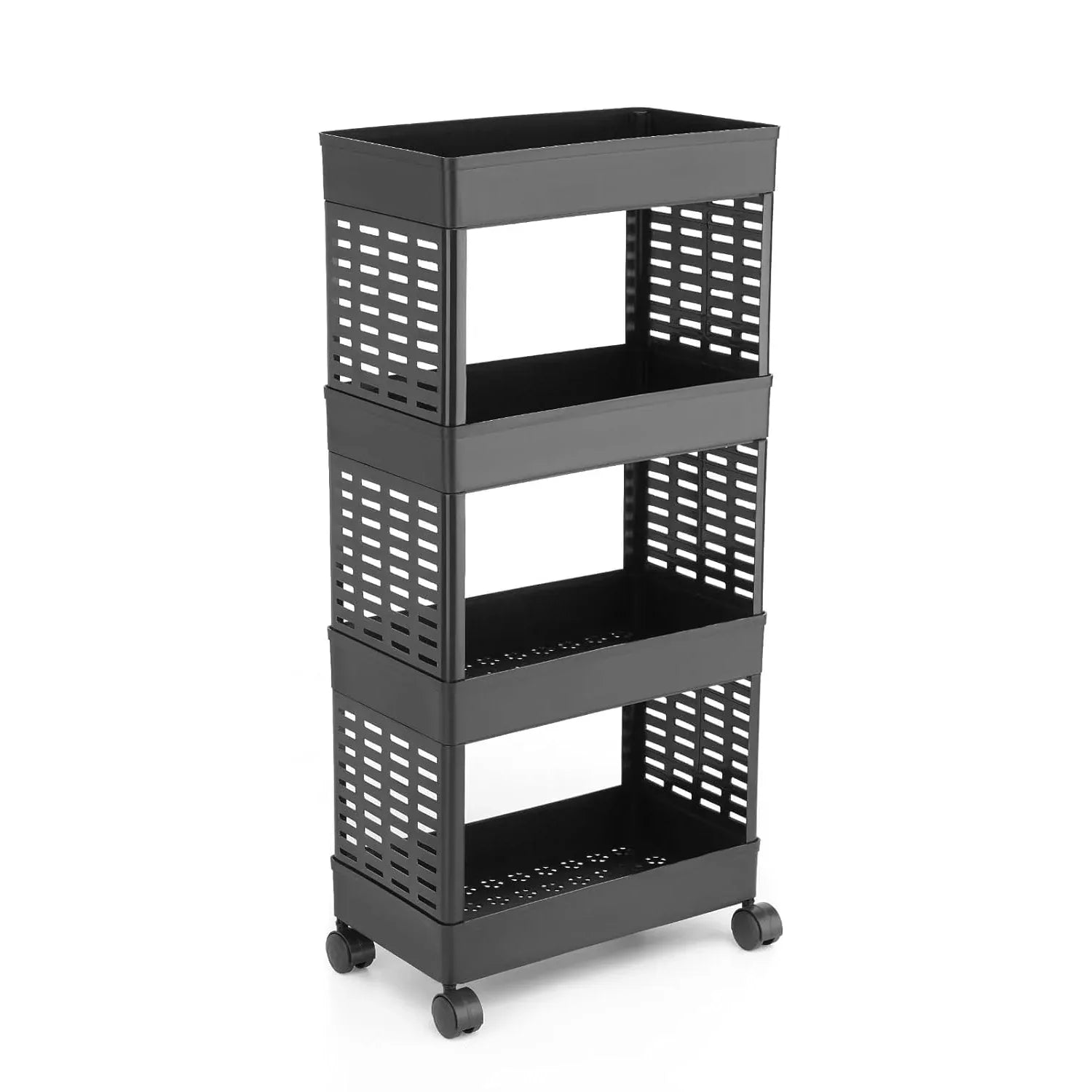 4-layer Plastic Storage Rack With Wheels - Zidbik