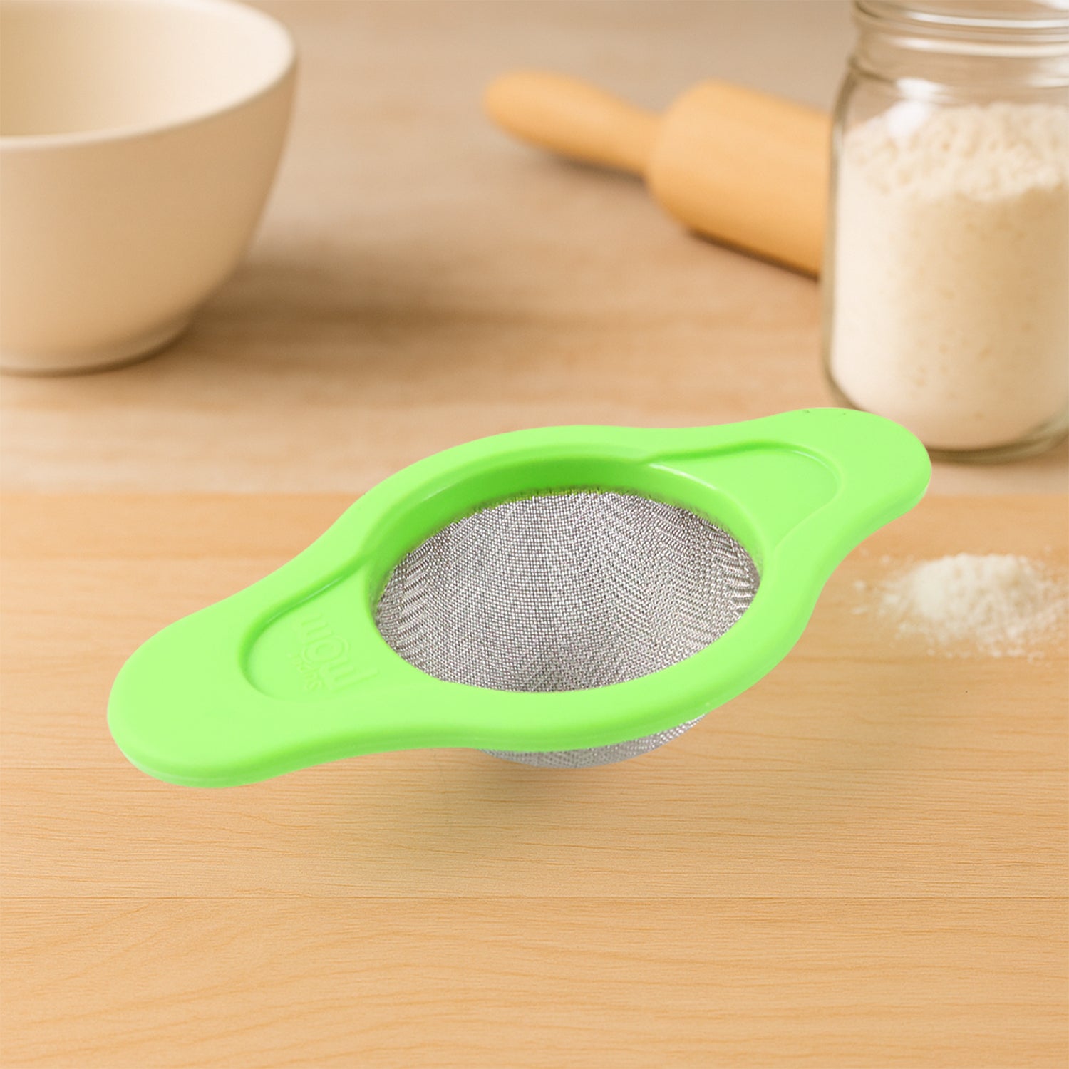 Stainless Steel Mesh Strainer With Dual Handle Plastic Frame (1 Pc) - Zidbik