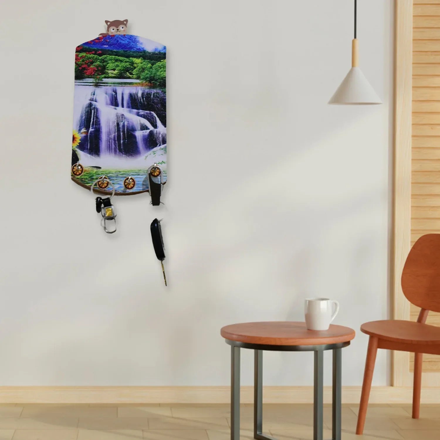 1583 Decorative Wooden Vertical Scenery With Hooks For Wall Hanging - Zidbik