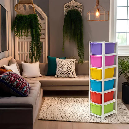 6-layer Multi-colored Plastic Storage Drawer Cabinet - Zidbik