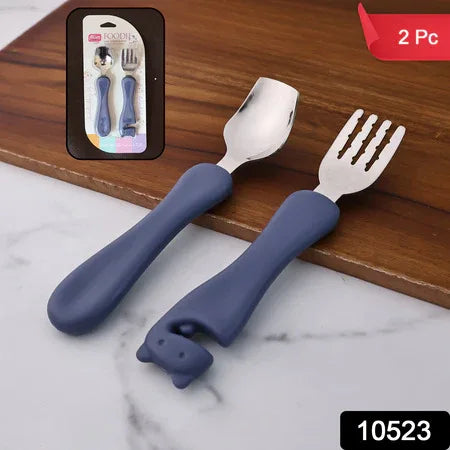 Supermom Foodie Stainless Steel Spoon  Fork (2 Pc Set) - Zidbik