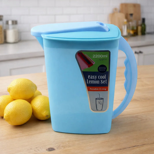 Easy Cool Lemon Set Water Jug With Lid Handle (Approx. 2200 Ml) - Zidbik