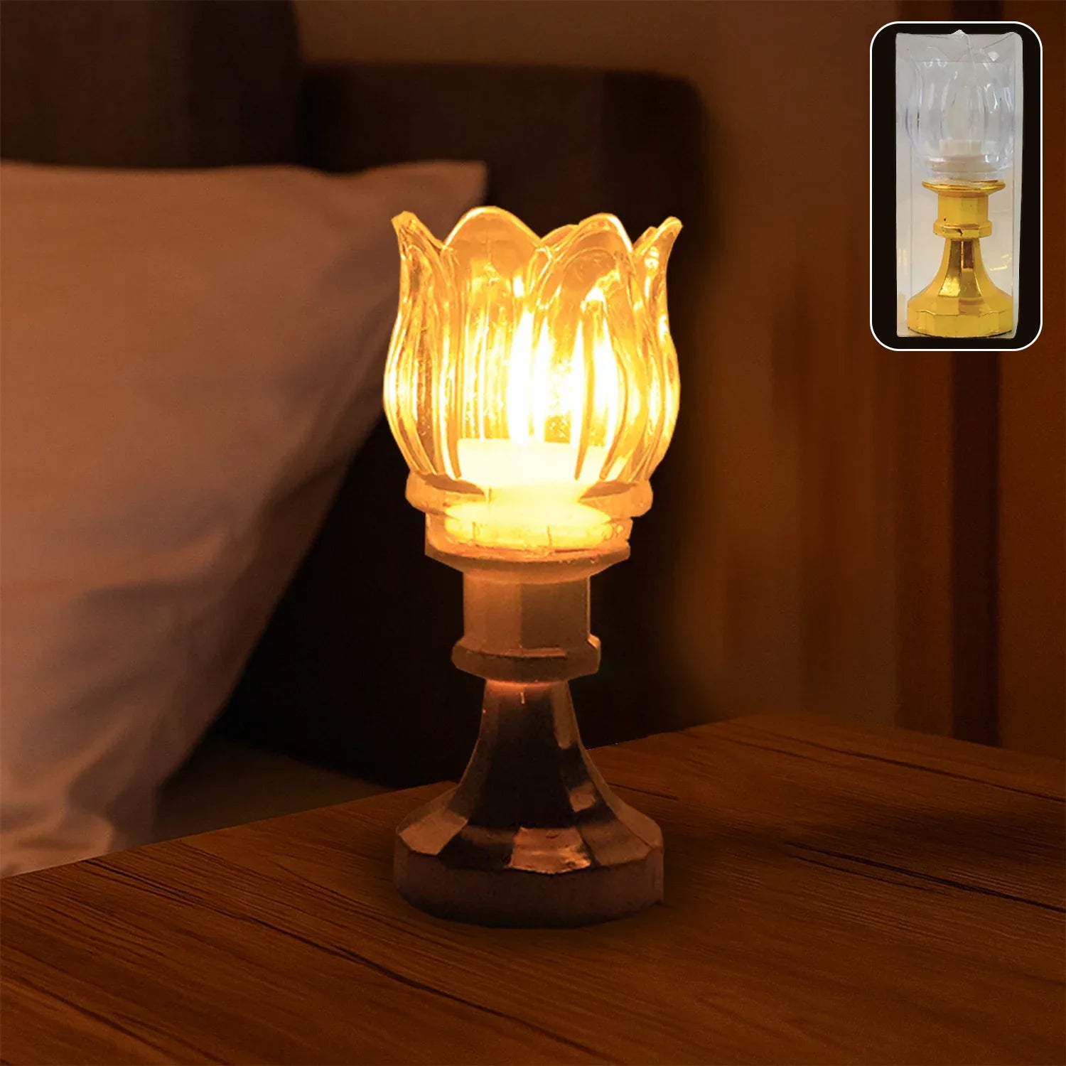 Premium Lotus Shaped Led Decorative Lamp With Stand - Zidbik