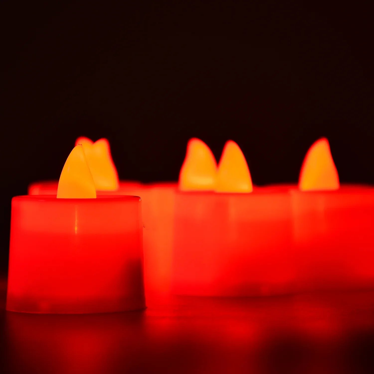 6633 Red Flameless Led Tealights Smokeless Plastic Decorative Candles - Led Tea Light Candle For Home Decoration (Pack Of 24) - Zidbik