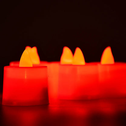 6633 Red Flameless Led Tealights Smokeless Plastic Decorative Candles - Led Tea Light Candle For Home Decoration (Pack Of 24) - Zidbik