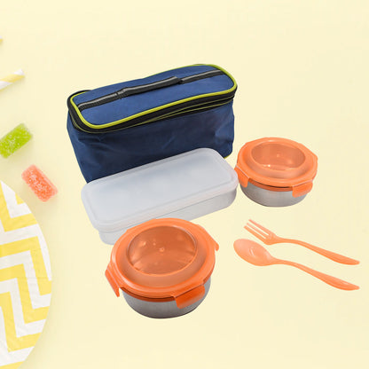 Airtight  Leak Proof Stainless Steel Container Multi Compartment Lunch Box Carry To All Type Lunch In Lunch Box  Premium Quality Lunch Box Ideal For Office  School Kids  Travelling Ideal (3 Different Lunch Box) - Zidbik