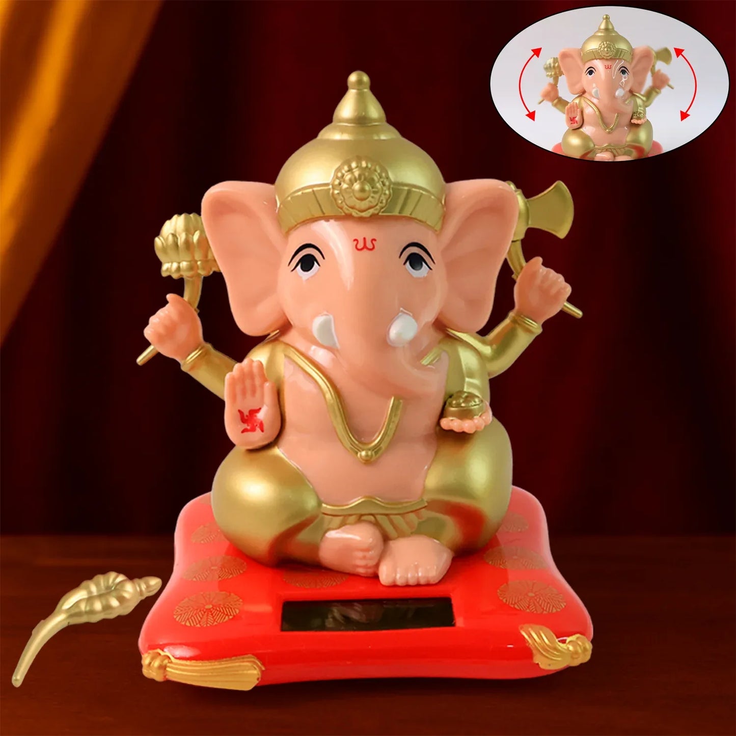 Solar-powered Dancing Ganesha Idol Decorative Lord Ganpati Showpiece With Movement - Zidbik