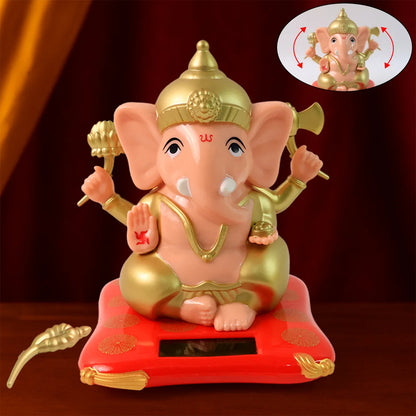 Solar-powered Dancing Ganesha Idol Decorative Lord Ganpati Showpiece With Movement - Zidbik