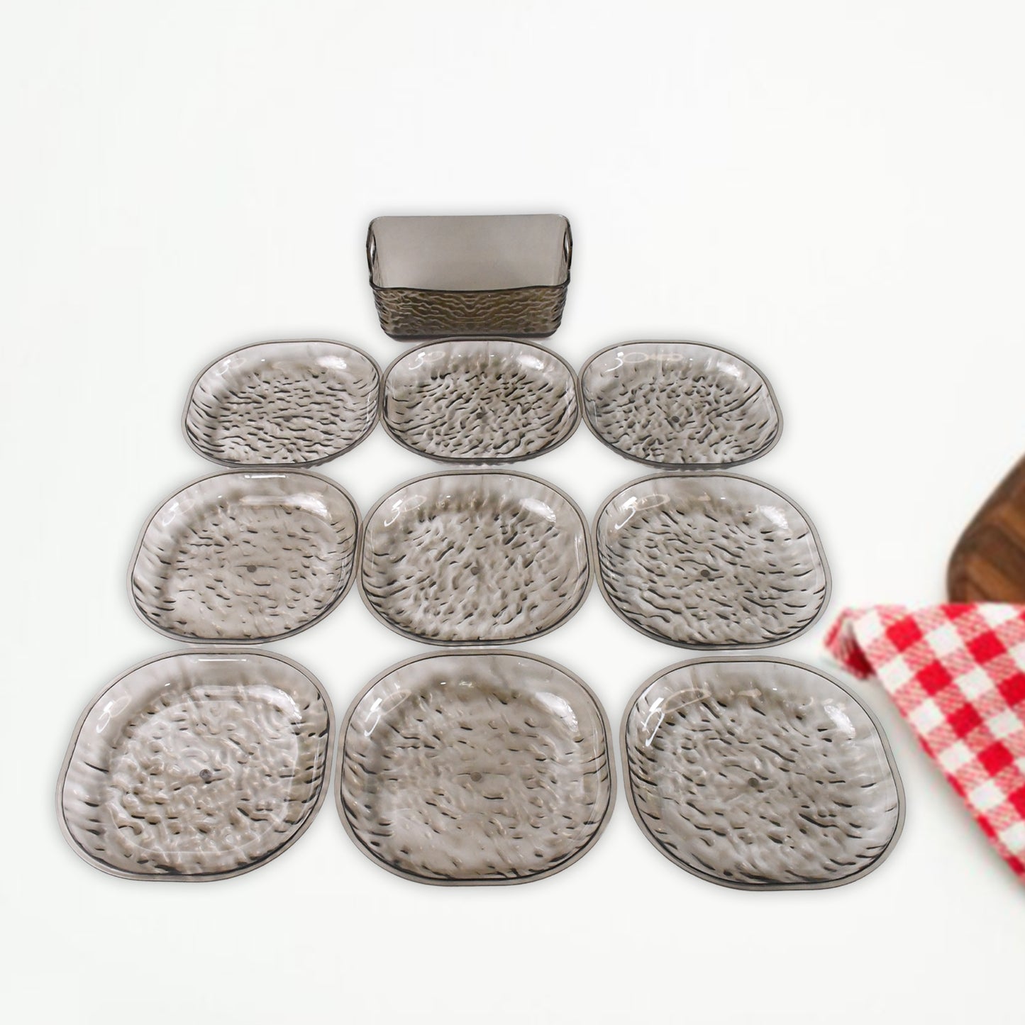 Plastic Household Plates Dinner Plates Dish Tray Skewer Bone Plate Set (10 Pcs Set) - Zidbik