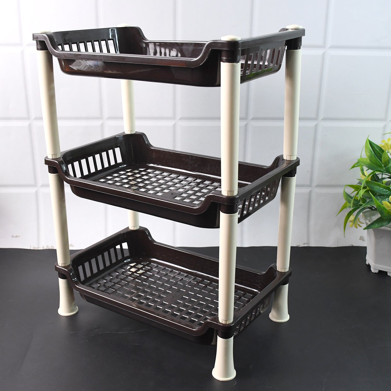 Apex Small Multiuse Plastic Storage Rack Organizer 3-tier - Zidbik