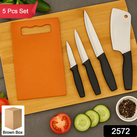 Chopping Board With Knife Set (Pack Of 5) - Zidbik