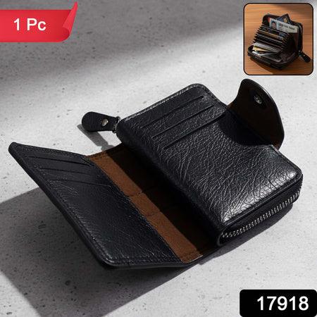 Premium Black Zip-around Card Holder Wallet (1 Pc) - Zidbik