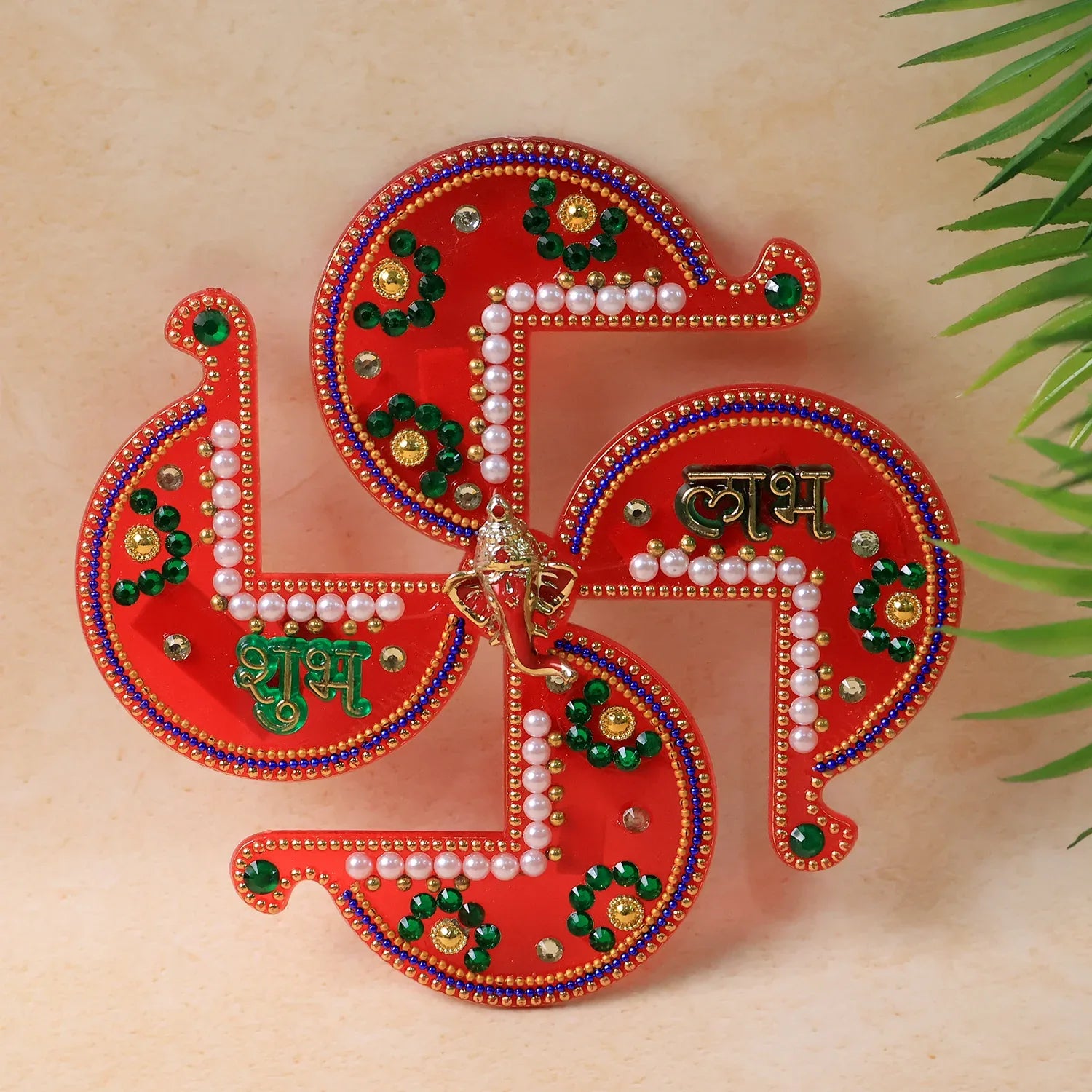 Acrylic Swastik Shubh Labh Wall Hanging (1 Pc) - Zidbik