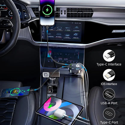 4-in-1 Super Fast Car Charger With Dual Built-in Cables Dual Usb Ports - Zidbik