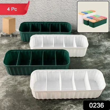 236 5-compartments Sockshandkerchiefunderwear Storage Box Socks Drawer Closet Organizer Storage Boxes (Pack Of 4) - Zidbik