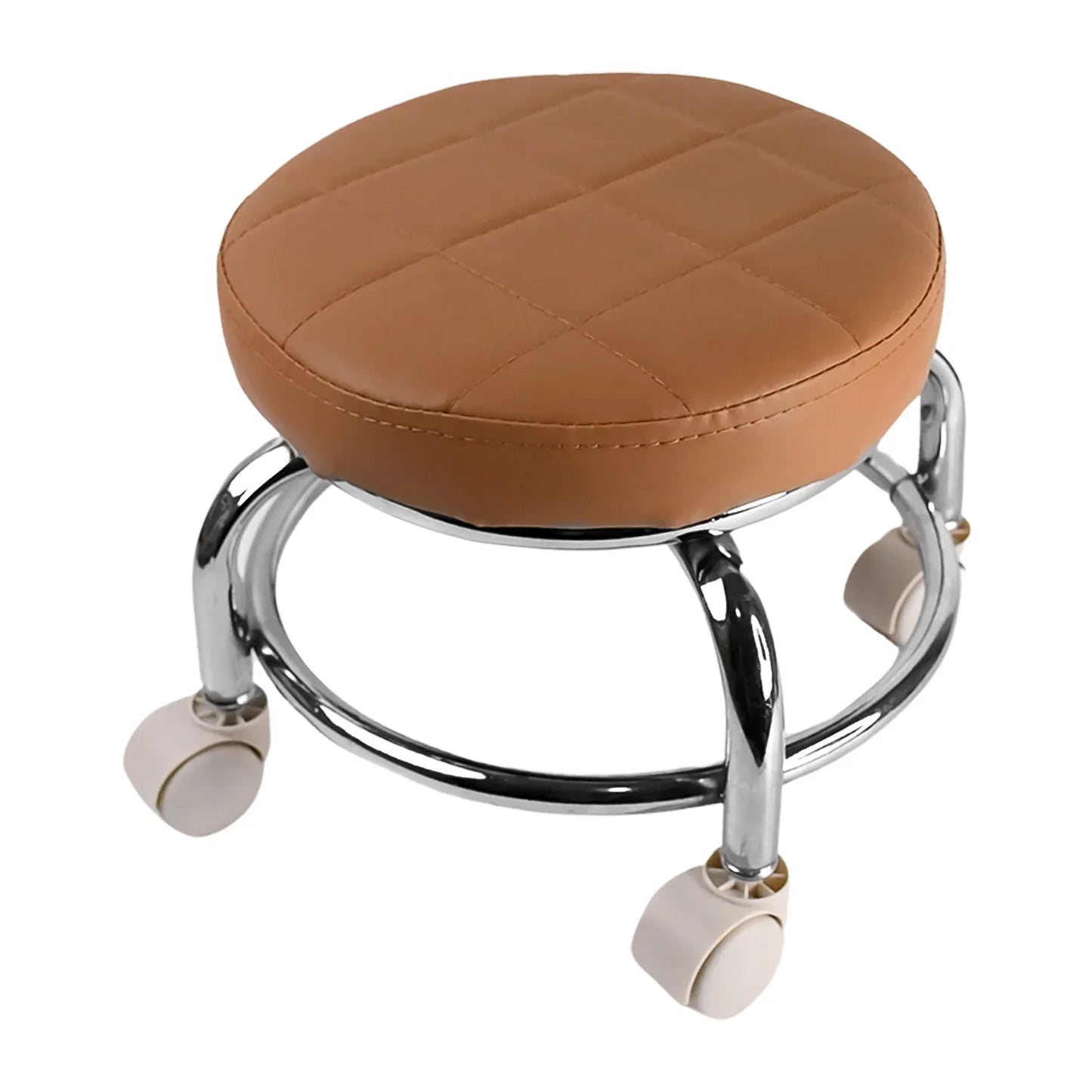 Heavy Duty Steel Base Round Rolling Stool With Wheels Pedicure Stool (1 Pc) - Zidbik