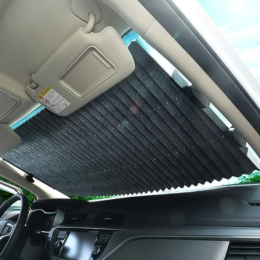 Retractable Long Foldable Windshield Sun Shade For Car (1 Set) - Zidbik